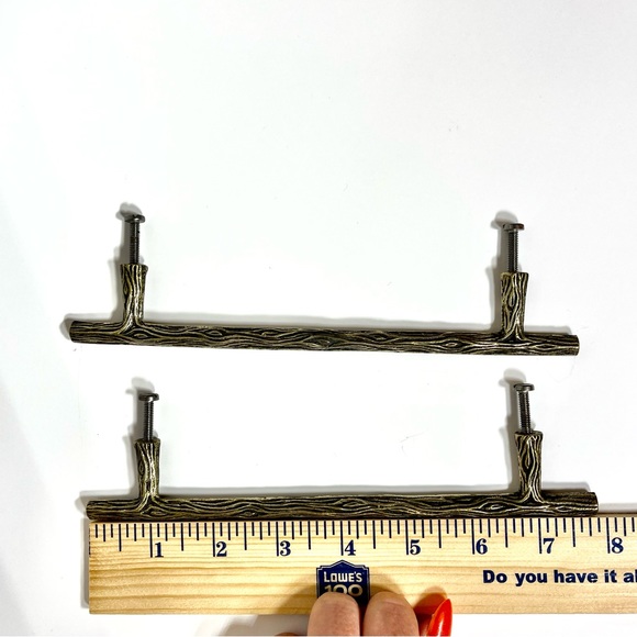 Antique Gold Twig 6 Inch Center to Center Bar Cabinet Pull Pair - Picture 6 of 6